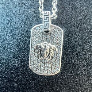 Women’s Versace Silver Medusa neck tag Pendant Necklace
